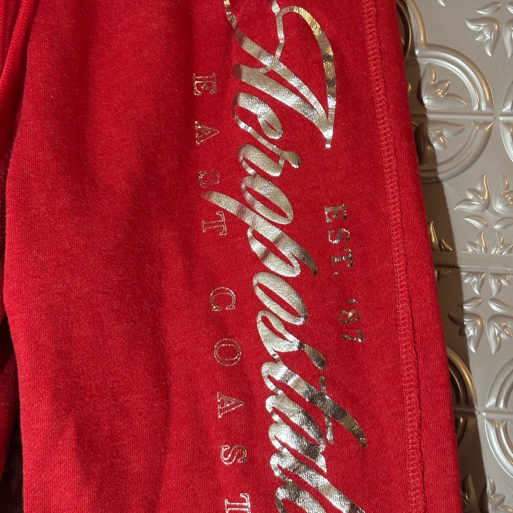 Vintage Y2K bright red champagne gold monogram Aeropostale joggers sweatpants - Picture 2 of 7